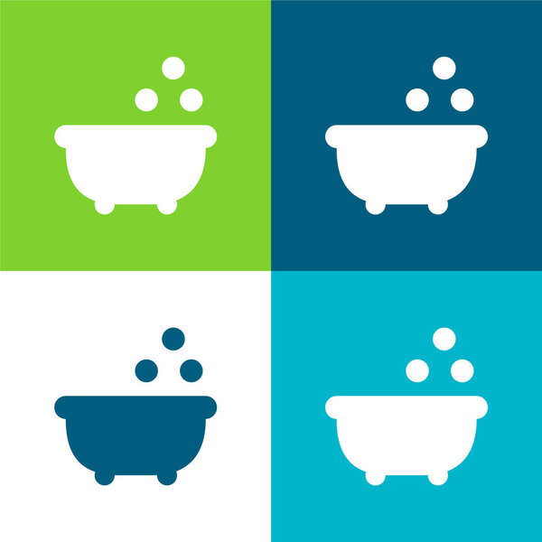 Bathtub Flat four color minimal icon set
