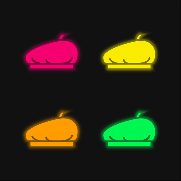 Берет четырехцветный светящийся неоновый вектор