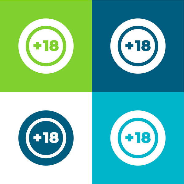 +18 Flat four color minimal icon set
