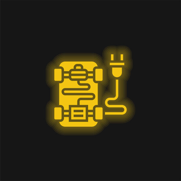 Battery yellow glowing neon icon