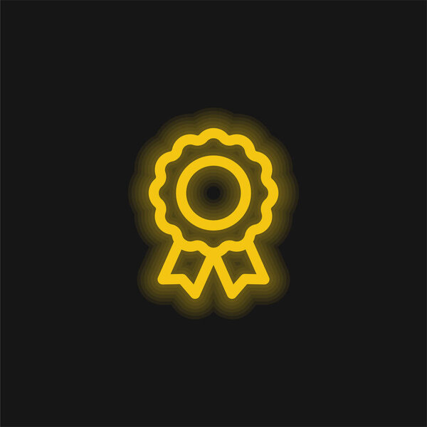 Badge yellow glowing neon icon