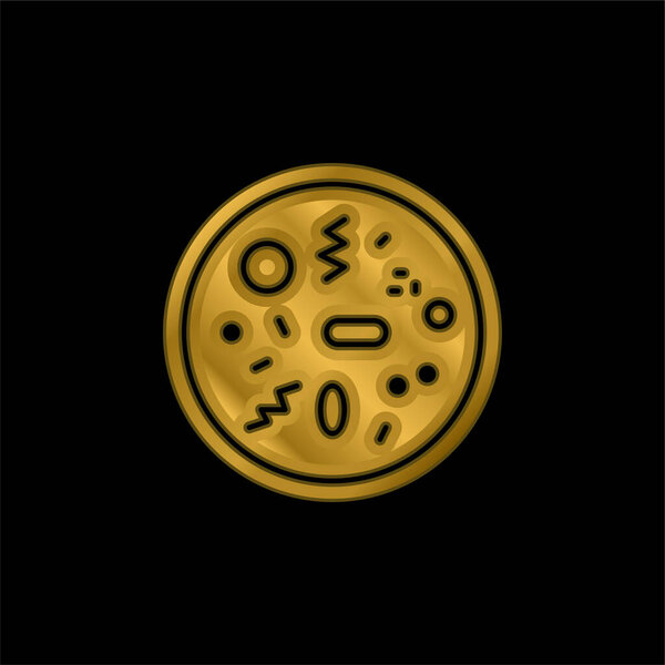 Позолоченная бактерия металлическая икона или вектор логотипа