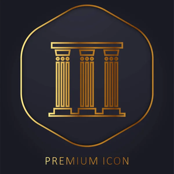 Antiguo Pilar Línea Oro Logotipo Premium Icono — Vector de stock