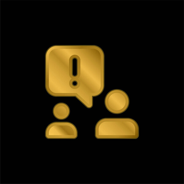 Alert gold plated metalic icon or logo vector