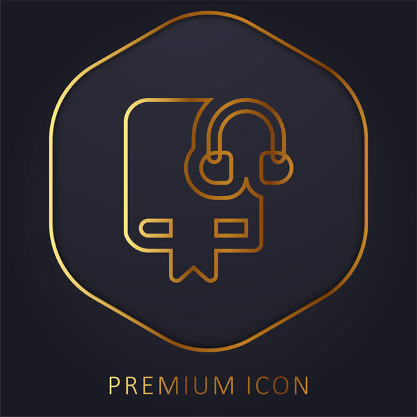 Аудио книга золотой линии премиум логотип или значок