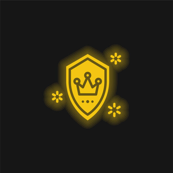 Badge yellow glowing neon icon