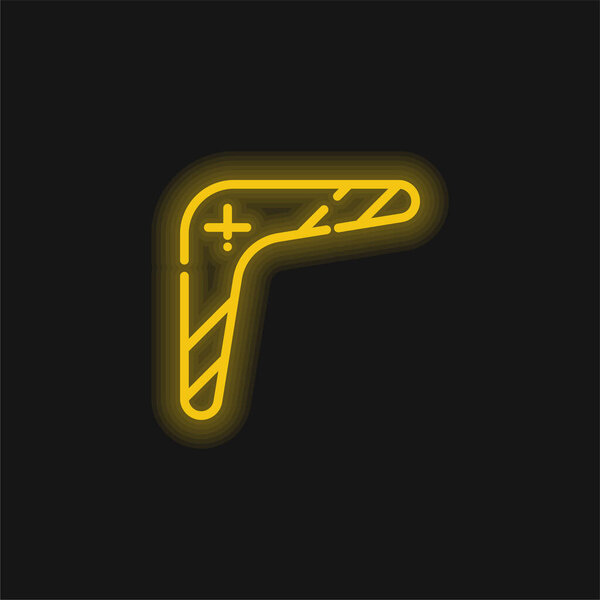 Boomerang yellow glowing neon icon