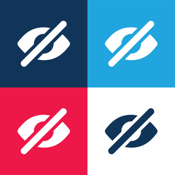 Blind blue and red four color minimal icon set