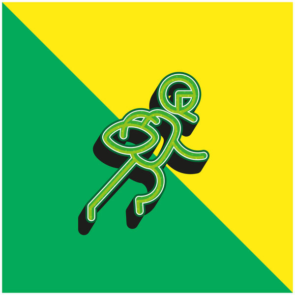 Игрок в американский футбол Зеленый и желтый современный 3d векторный логотип