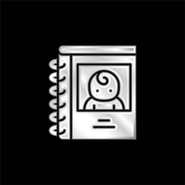 Baby Book silver plated metallic icon