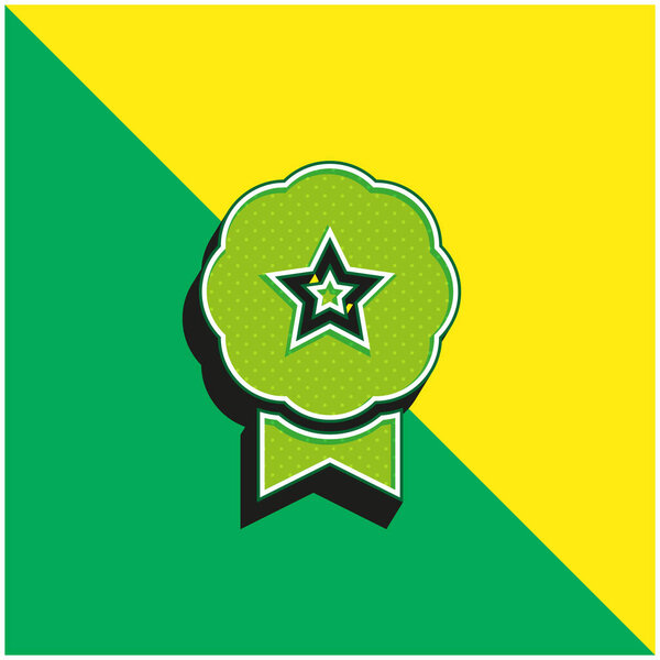 Badge Green and yellow modern 3d vector icon logo