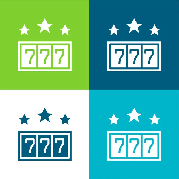 777 Set Icone Minime Piatte Quattro Colori — Vettoriale Stock