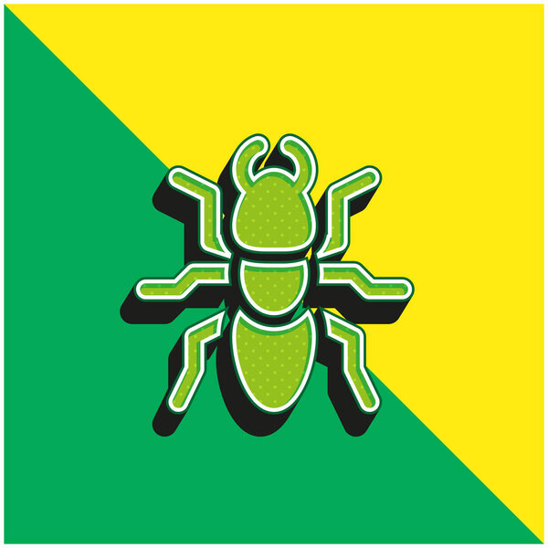 Ant Green and yellow modern 3d vector icon logo