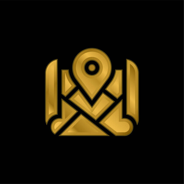 Address gold plated metalic icon or logo vector