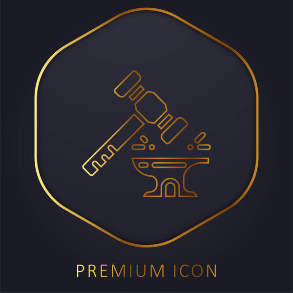 Blacksmith golden line premium logo or icon
