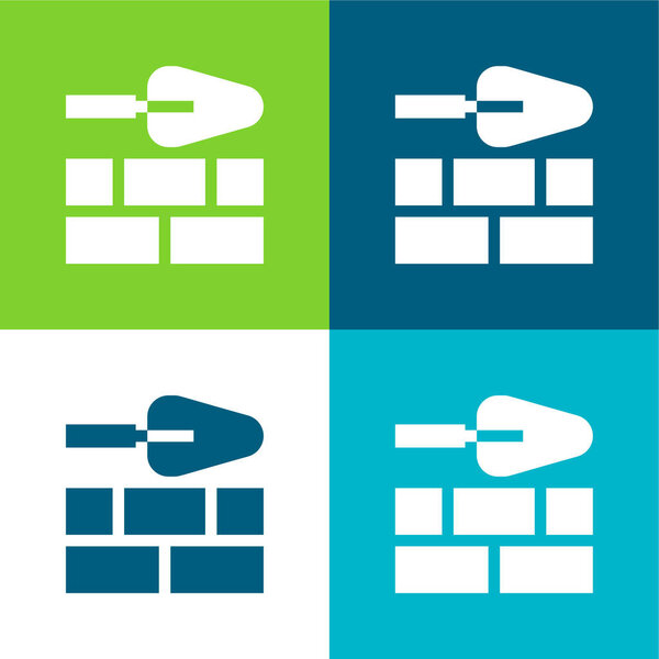Brick Wall Flat four color minimal icon set