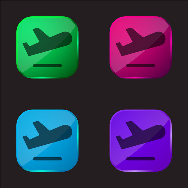 Airport Departures Sing four color glass button icon