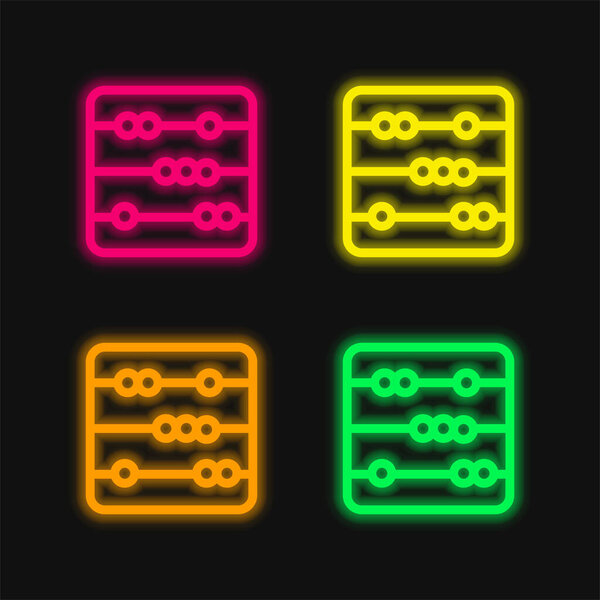 Baby Abacus Toy four color glowing neon vector icon