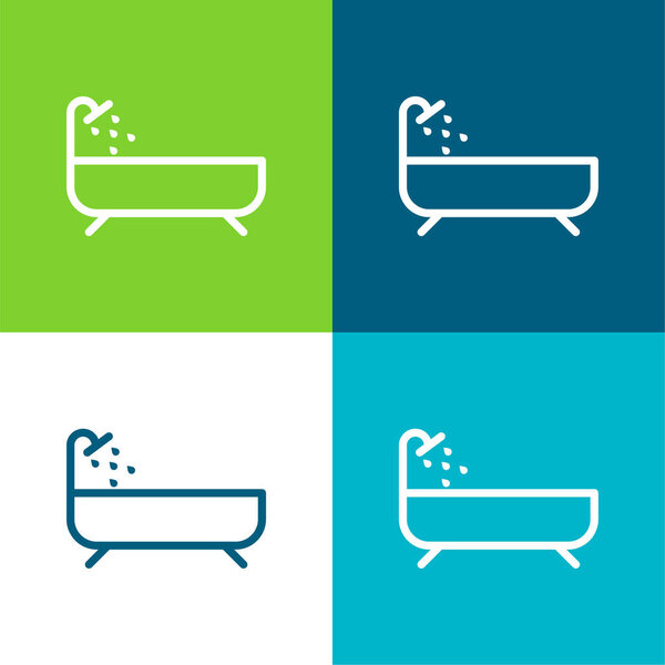 Bathtub Flat four color minimal icon set