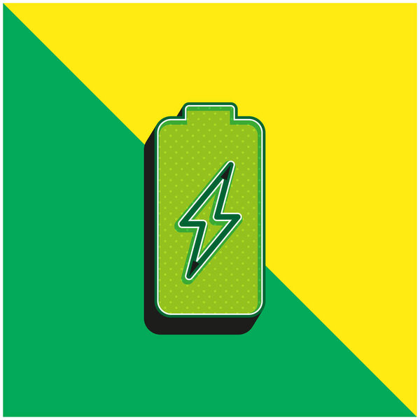 Battery Green and yellow modern 3d vector icon logo