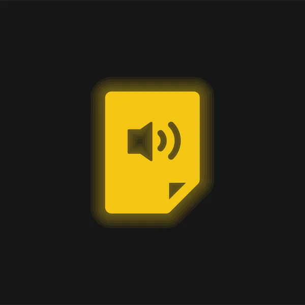 Аудио Филе Желтый Перчаточный Неоновый Значок — стоковый вектор