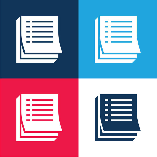 Agenda blue and red four color minimal icon set