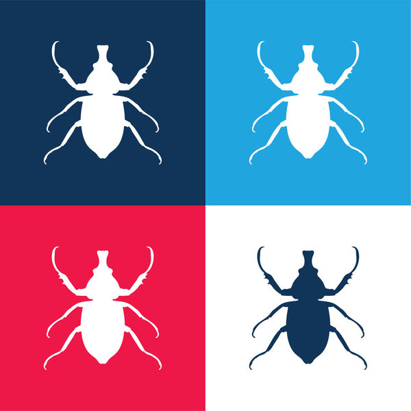 Animal Longhorned Insect Shape blue and red four color minimal icon set