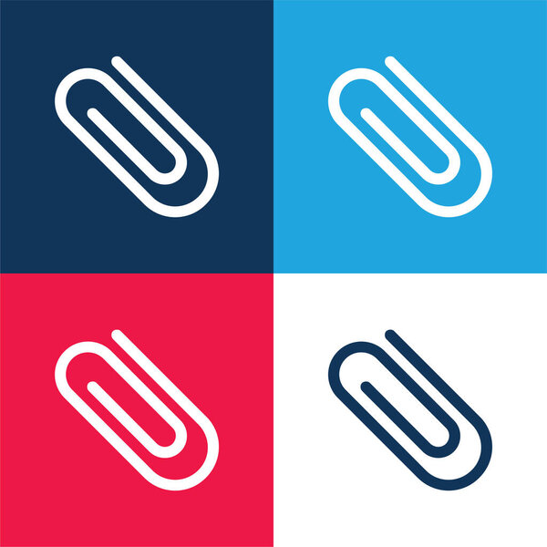 Attach Paperclip Diagonal Symbol blue and red four color minimal icon set