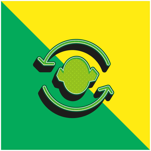 Стрелки вокруг силуэта головы Зеленый и желтый современный трехмерный векторный логотип