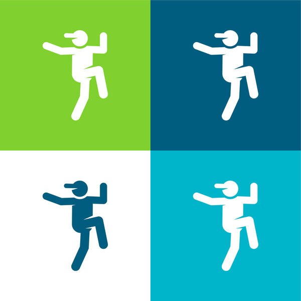 Breakdance Плоские четыре цвета минимальный набор значков