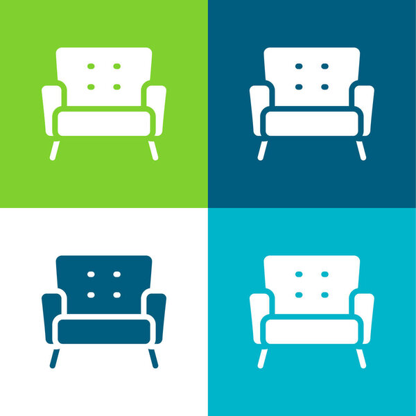 Armchair Flat four color minimal icon set