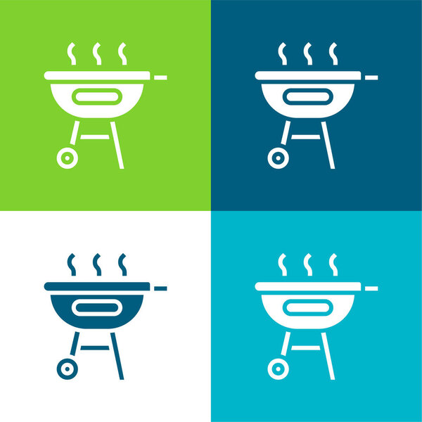 Barbecue Flat four color minimal icon set