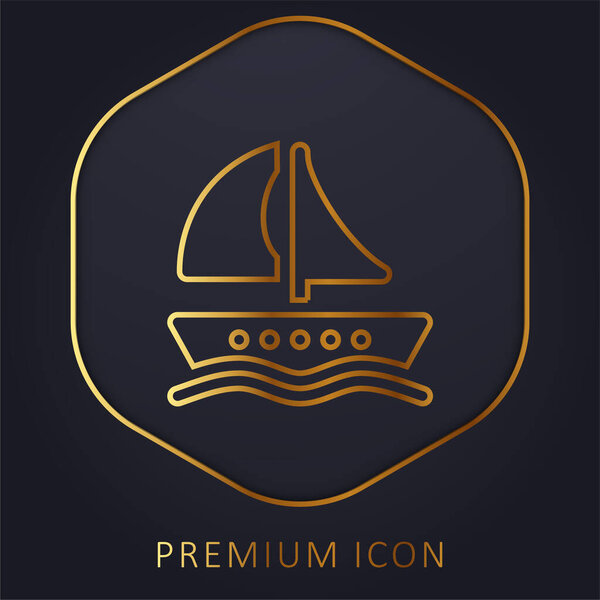 Boat golden line premium logo or icon