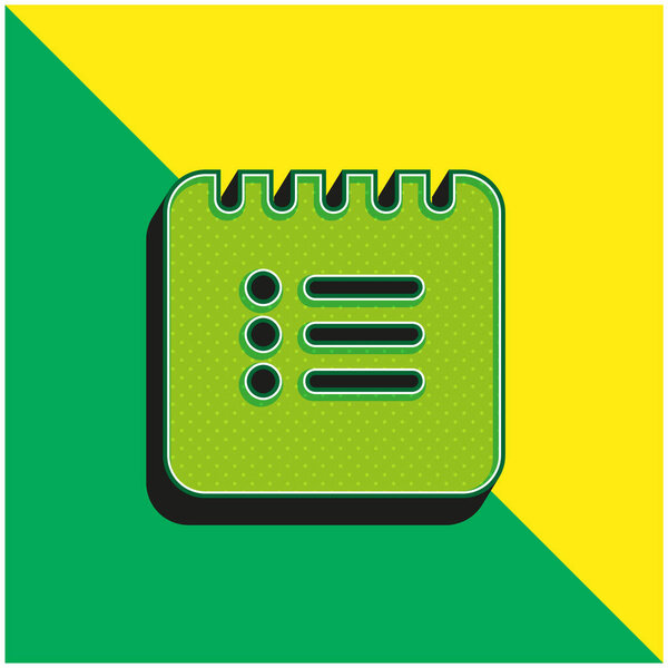 Black List Square Interface Symbol Green and yellow modern 3d vector icon logo