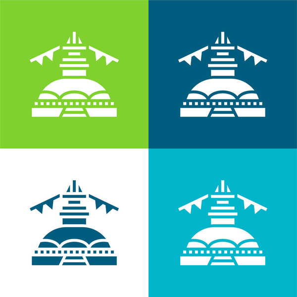 Boudhanath Flat four color minimal icon set