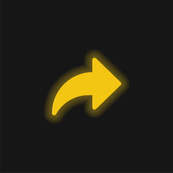 Arrow yellow glowing neon icon
