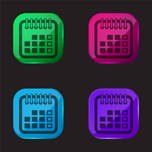 Annual Calendar Symbol four color glass button icon