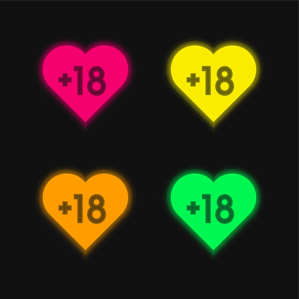 Adult four color glowing neon vector icon
