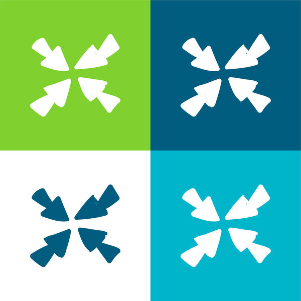 Arrows To The Center Flat four color minimal icon set