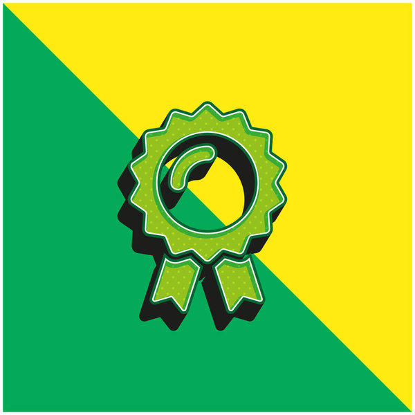 Badge Green and yellow modern 3d vector icon logo