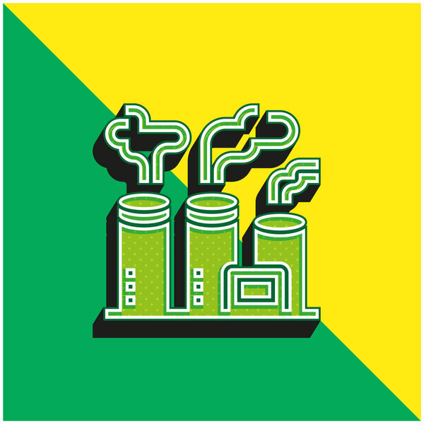Air Pollution Green and yellow modern 3d vector icon logo