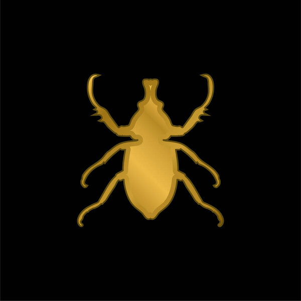 Animal Longhorned Insect Shape gold plated metalic icon or logo vector