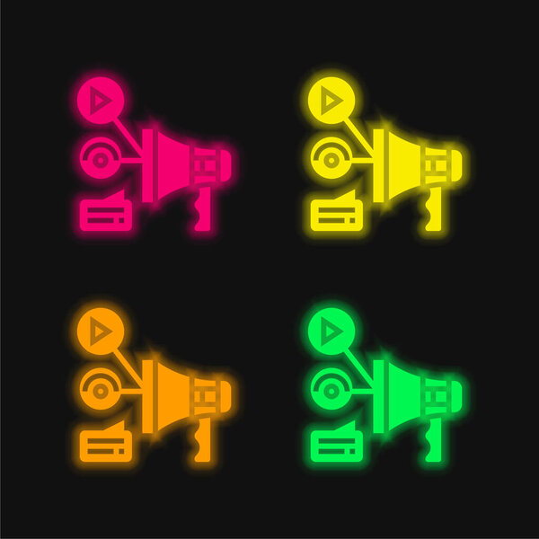 Advertising four color glowing neon vector icon