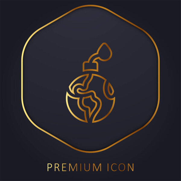 Bomb golden line premium logo or icon