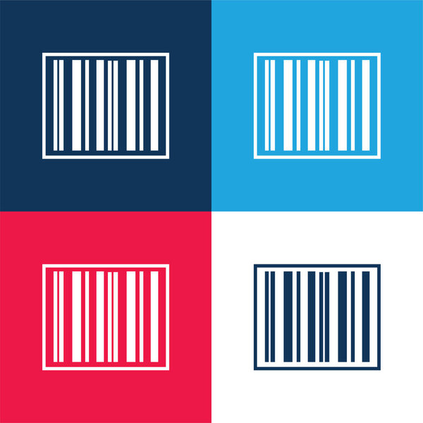 Штрих-код Наклейка синий и красный четыре цвета минимальный набор значков