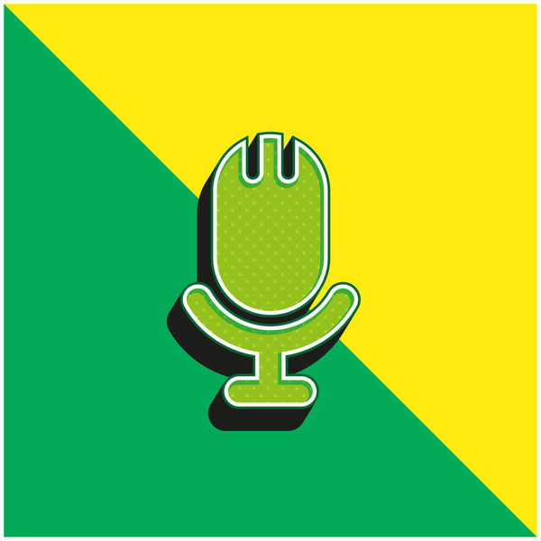 Большой микрофон Зеленый и желтый современный трехмерный векторный логотип
