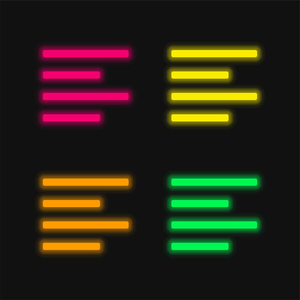 Выровнять левый четырехцветный светящийся неоновый вектор