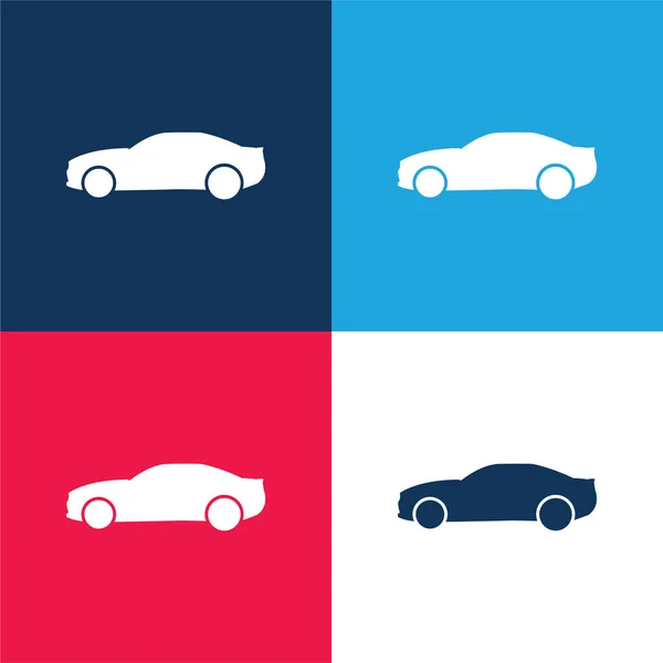 Black Big Car Side View Blue Red Four Color Minimal — Stockový vektor