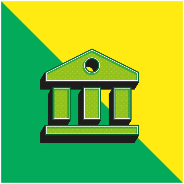 Bank Green and yellow modern 3d vector icon logo