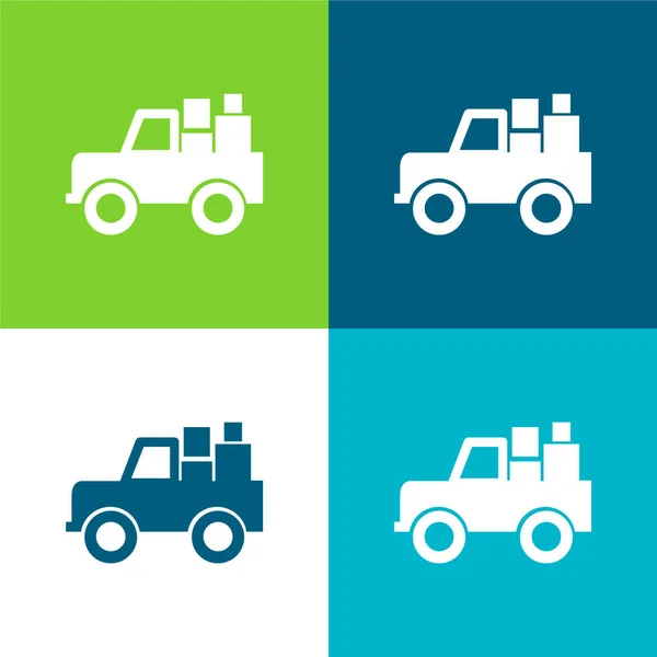 stock vector All Terrain Vehicle With Cargo Flat four color minimal icon set